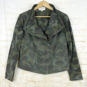 Anthropologie Marrakech Jacket Womens M Green Camo Faravel Moto Zip Grunge Rock